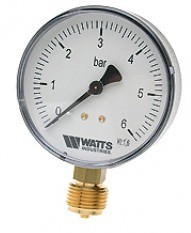 Манометр Watts 1/4 (Вертикальный выход) 6 бар